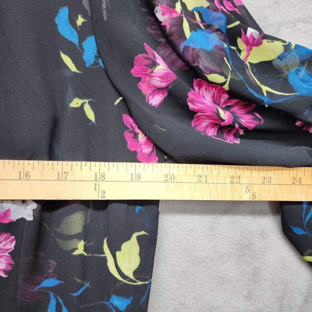 Torrid Midi Dress Women 10 Floral Black Lined Chiffon 3/4 Sleeve Church Office - Picture 13 of 16